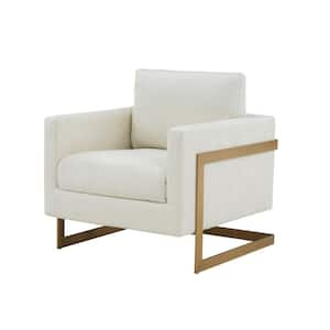 Cream and Gold Fabric Armchair with Cantilever Frame