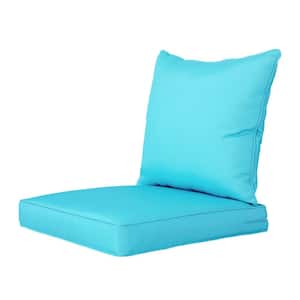 Outdoor Deep Seat Cushion Set 24x24"&22x24", Lounge Chair Loveseats Cushions for Patio Furniture Sky Blue