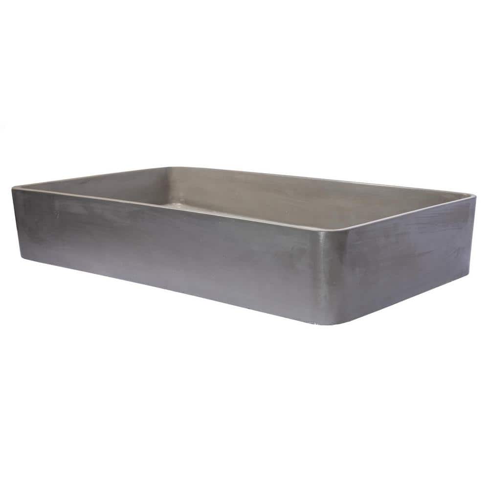 Wide Dark Gray Concrete Rectangular Vessel Sink