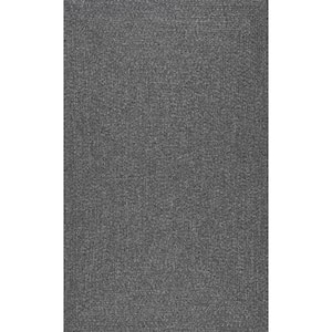 Lefebvre Casual Braided Charcoal 10 ft. x 13 ft. Indoor/Outdoor Patio Area Rug