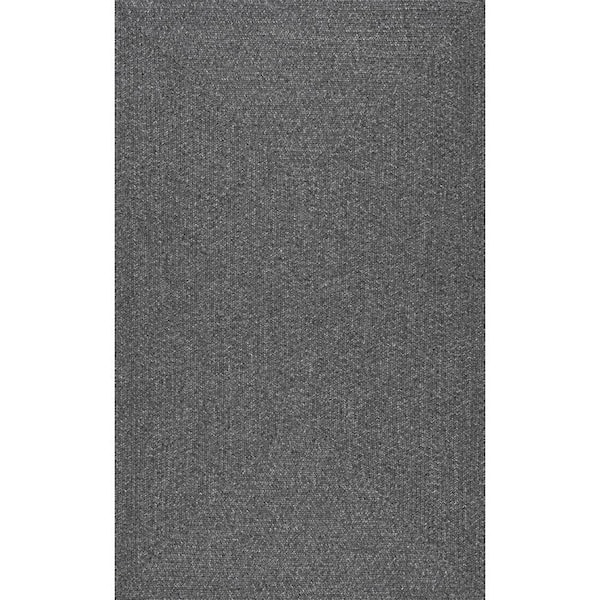 nuLOOM Lefebvre Casual Braided Charcoal 10 ft. x 13 ft. Indoor/Outdoor Patio Area Rug