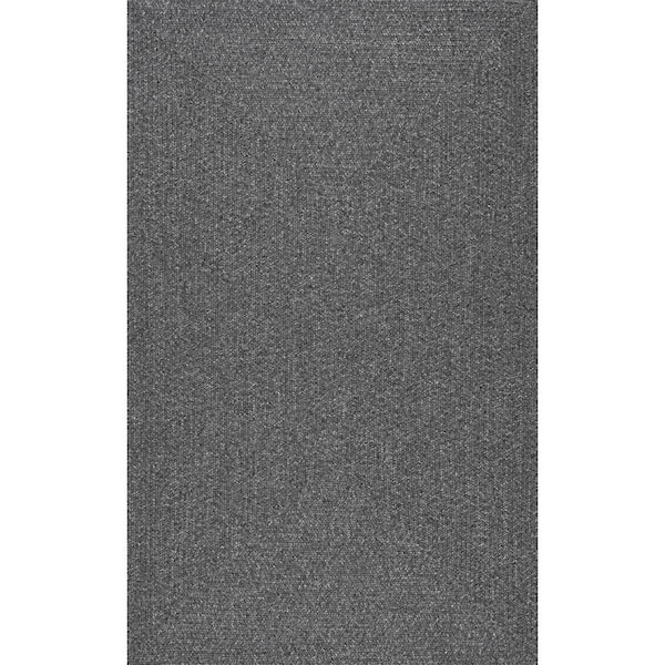 Lefebvre Casual Braided Charcoal 6 ft. x 9 ft. Indoor/Outdoor Patio Area Rug