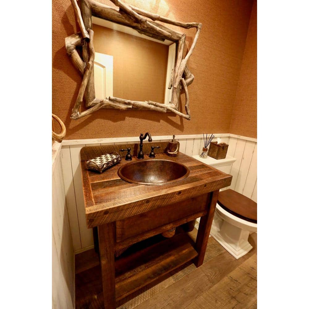 22" Hammered Copper Oval Bathroom Sink