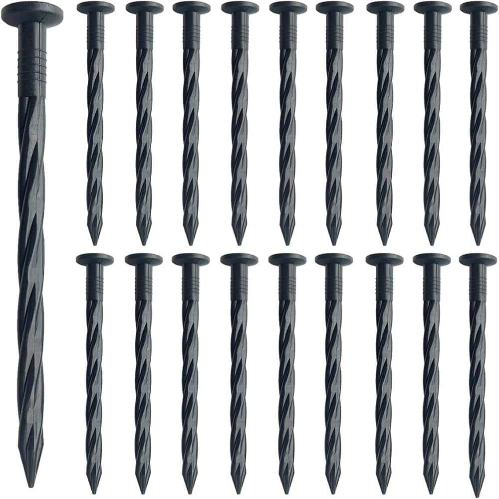Agfabric 8 in. x 4 in. x 4 in. Black Plastic Edging Nails Paver Edging