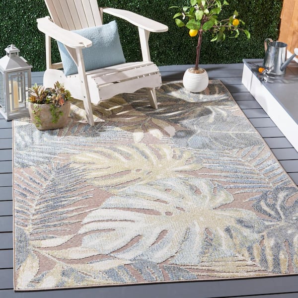 Sarasota Light Green/Brown 4 ft. x 6 ft. Floral Area Rug