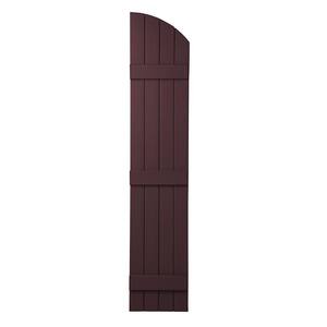 15 in. x 71 in. Polypropylene Plastic Arch Top Closed Board and Batten Shutters Pair in Vineyard Red