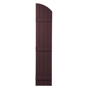 15 in. x 73 in. Polypropylene Plastic Arch Top Closed Board and Batten Shutters Pair in Vineyard Red