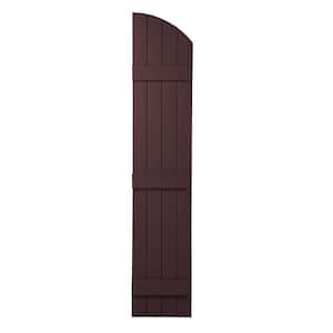 15 in. x 77 in. Polypropylene Plastic Closed Arch Top Board and Batten Shutters Pair in Vineyard Red