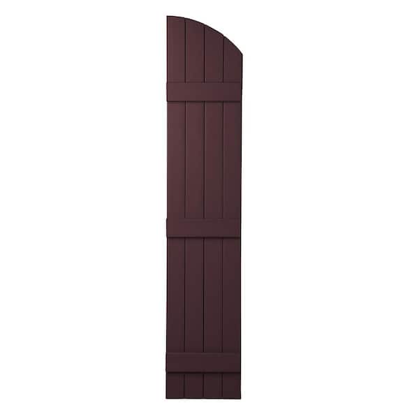 Ply Gem 15 in. x 85 in. Polypropylene Plastic Closed Arch Top Board and Batten Shutters Pair in Vineyard Red