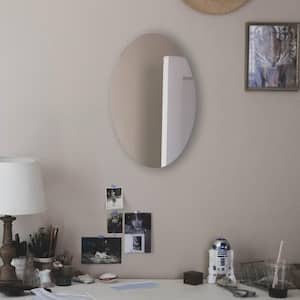 14.76 in. W x 25.2 in. H White MDF Oval Frameless Wall Mounted Bathroom Vanity Mirror in White