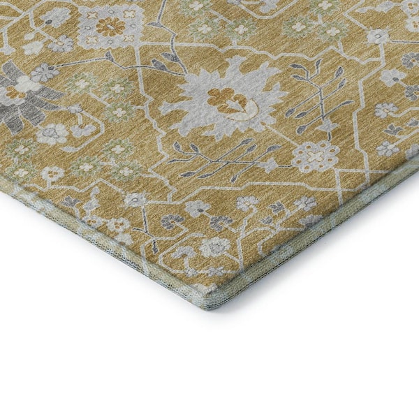 Mayfield Premium Machine Washable Abstract AMF1009 Gold 3 ft. x 4 ft. Area Rug