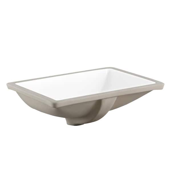 Adrinfly 18 in. Undermount Rectangular Bathroom Sink with Concealed Overflow in White Ceramic