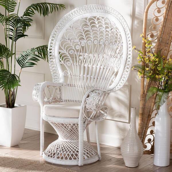 bali pari Kallima White Rattan Peacock Chair 242 13598 HD The Home Depot