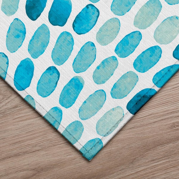 Surfside 2 ft. 3 in. x 7 ft. 6 in. Blue Geometric Indoor/Outdoor Area Rug
