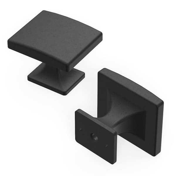 Forge Collection 1-7/16 in. x 1-1/4 in. Cabinet Knob Classic Black Iron Drawer, Kitchen, Bathroom (10-Pack)