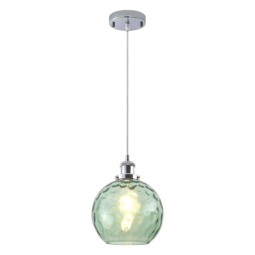 "1-Light 8.07"" Chrome & Green Modern Dimmable Glass Pendant Light with Globe Shade for Living Room Kitchen Island Bedroom" price history on PriceWatchPro