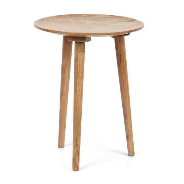 Noble House Schley 17 in. Natural Wood Round Wood Side Table