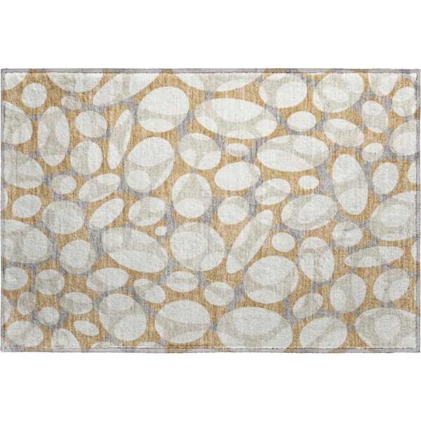 Mayfield Premium Machine Washable Abstract AMF2536 Gold 2 ft. x 3 ft. Accent Rug