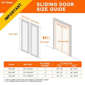 60 in. x 80 in. 3-Lites Frosted Glass MDF Closet Sliding Door with Hardware Kit