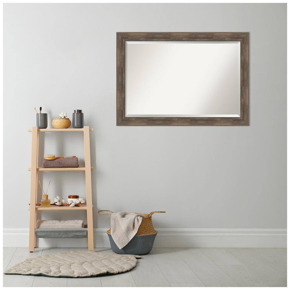 Elegant Hardwood Mocha 41" x 29" Rectangular Bathroom Vanity Mirror