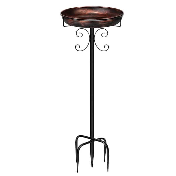 Unbranded 35 in. H x 12 in. D Antique Bronze Metal Bird Bath, Freestanding Bird Feeder Bowl for Garden, Patio, Yard, Lawn Decor