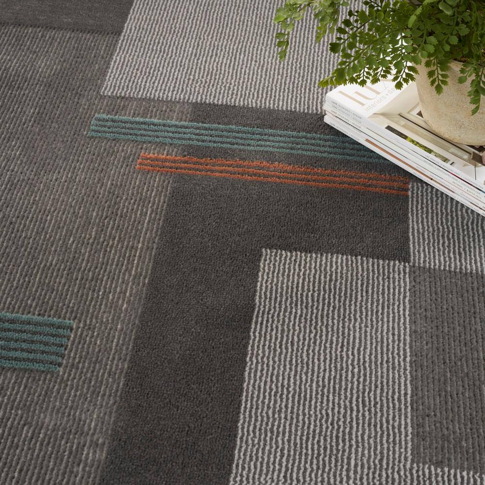 Thalia Geometric Grey Multicolor Easy-Care Synthetic Area Rug 6' x 9'