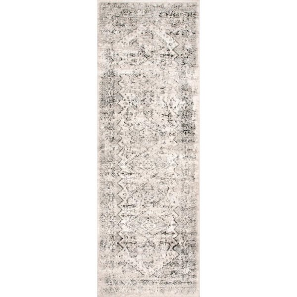 Vintage Speckled Shaunte 2 ft. 6 in. x 12 ft. Silver Indoor Runner Rug