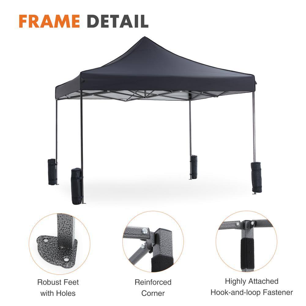 10' x 10' Gray Adjustable Height Pop-Up Outdoor Canopy Tent