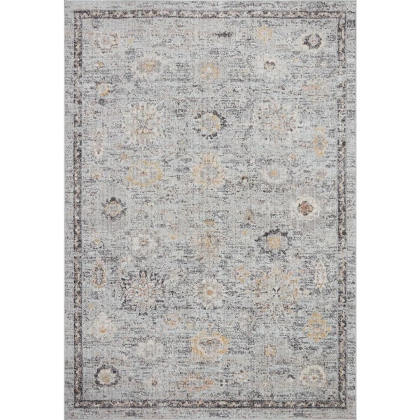 LOLOI II Monroe Sky/Gold 5 ft. 3 in. x 7 ft. 9 in. Shabby Chic Area Rug