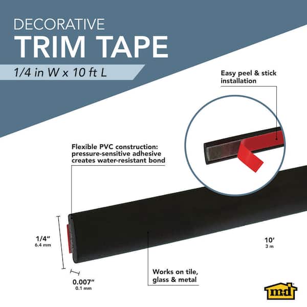 Black 1/4 in. Decorative Trim Tape 10 ft.