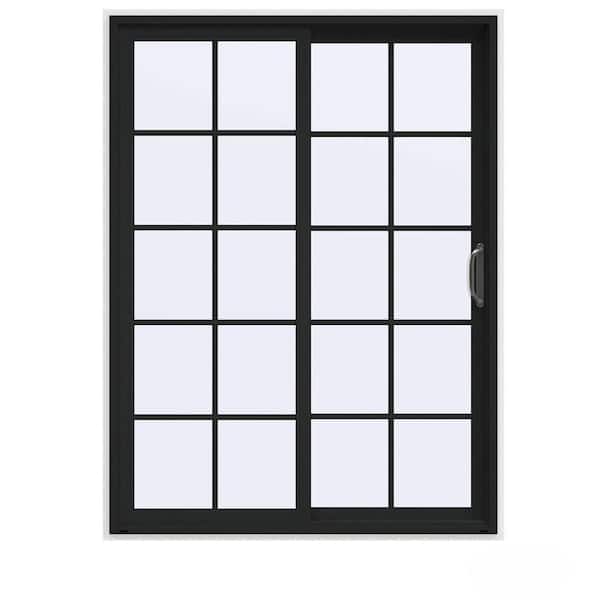 JELD-WEN 60 in. x 80 in. V-4500 Contemporary Bronze FiniShield Vinyl Right-Hand 10 Lite Sliding Patio Door w/White Interior