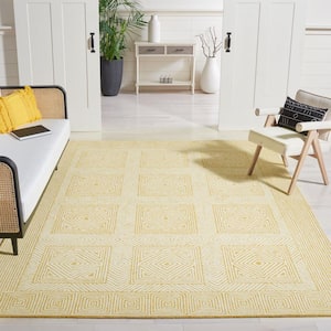 Roslyn Yellow/Ivory 9 ft. x 12 ft. Diamond Square Area Rug