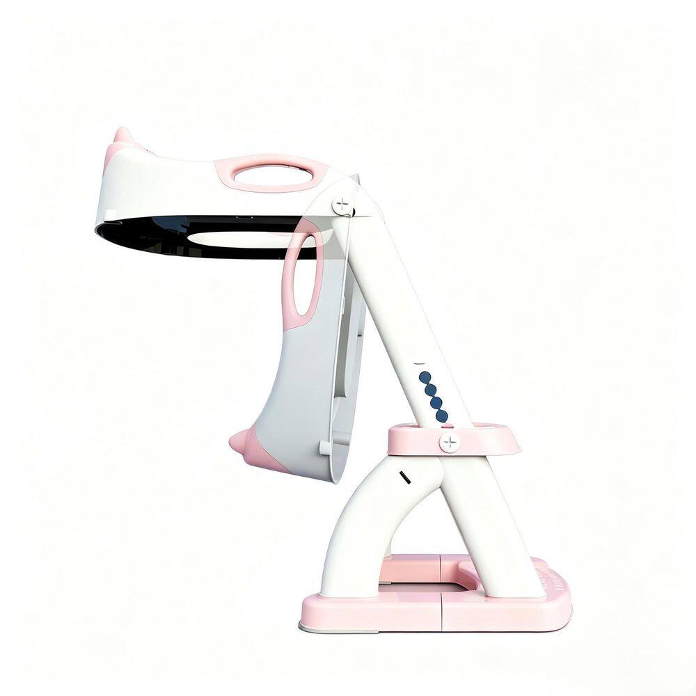 Non-Slip Adjustable 2-in-1 Potty Training Seat with Step Stool, Round and Elongated Toilet Seat in Pink