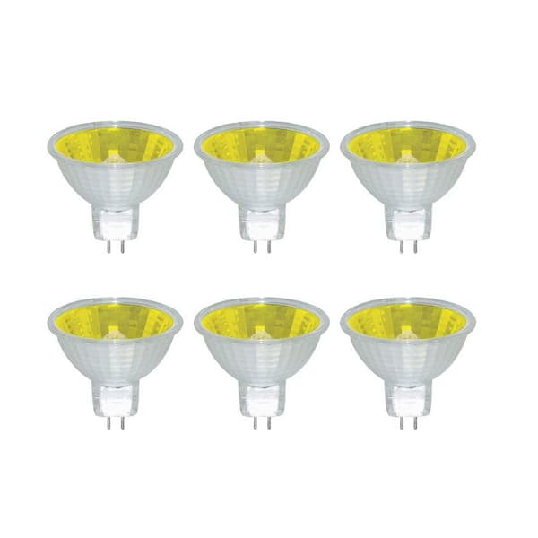Sunlite 50-Watt MR16 Dimmable GU5.3 2-Pin Base Narrow Spot Halogen Light Bulb in Yellow (6-Pack)
