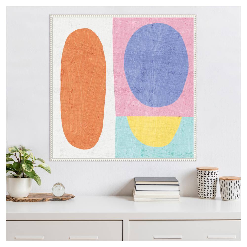 Pastel Abstract Geometric Canvas Art with White Frame