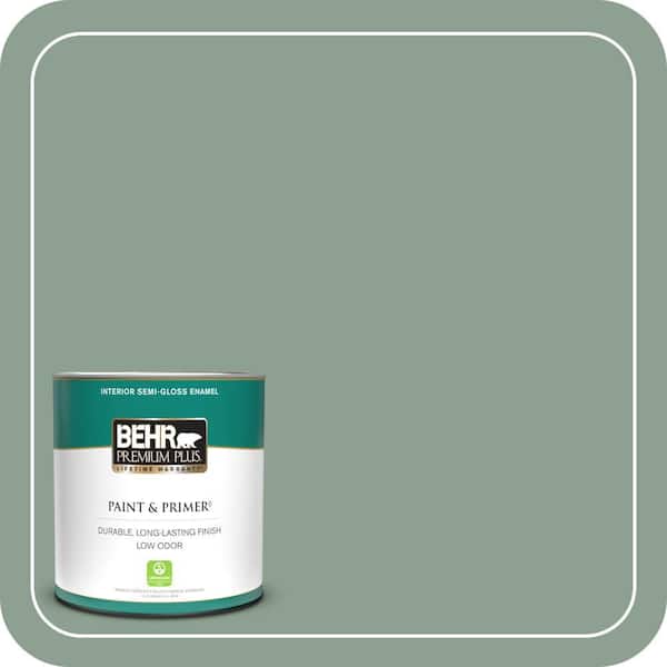 BEHR PREMIUM PLUS 1 qt. #ECC-52-3 Hillside View Semi-Gloss Enamel Low Odor Interior Paint & Primer