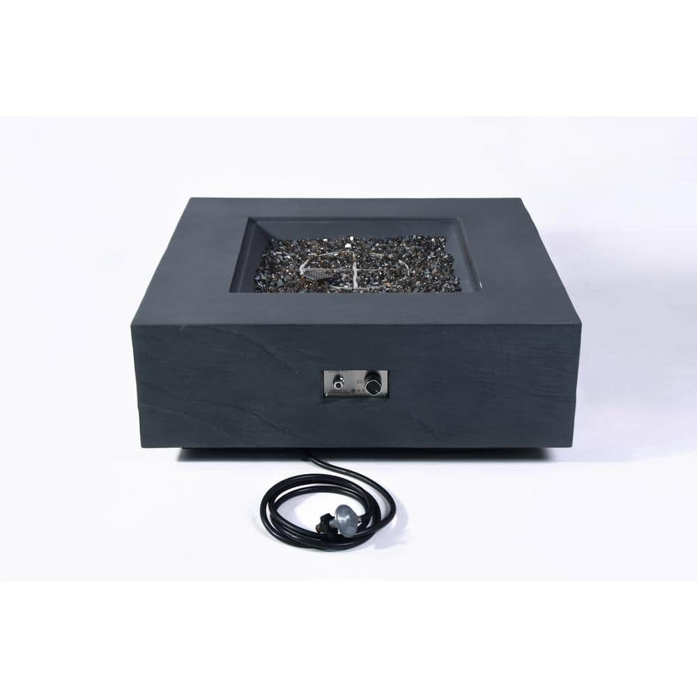 Roraima 40 in. x 40 in. x 15 in. Square Concrete Propane Fire Pit Table in 