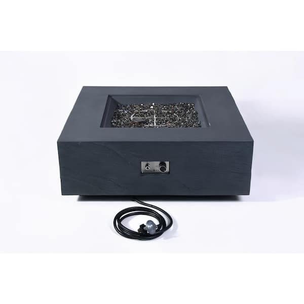 Unbranded Elementi Plus Roraima 40 in. L x 40 in. W x 15 in. H Square Black Sandstone Liquid Propane Fire Table