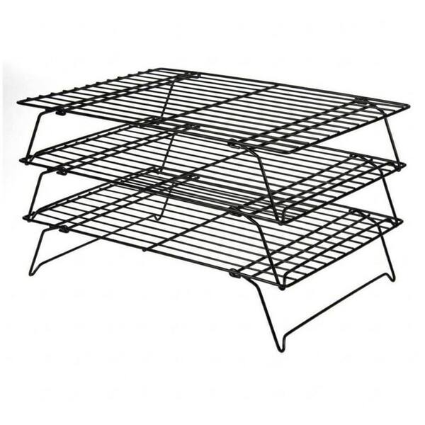 3 Tier Stainless Steel Non-Stick Collapsible Cooling Rack Black Baking Rack Oven Safe Wire Rack for Cookies Cakes