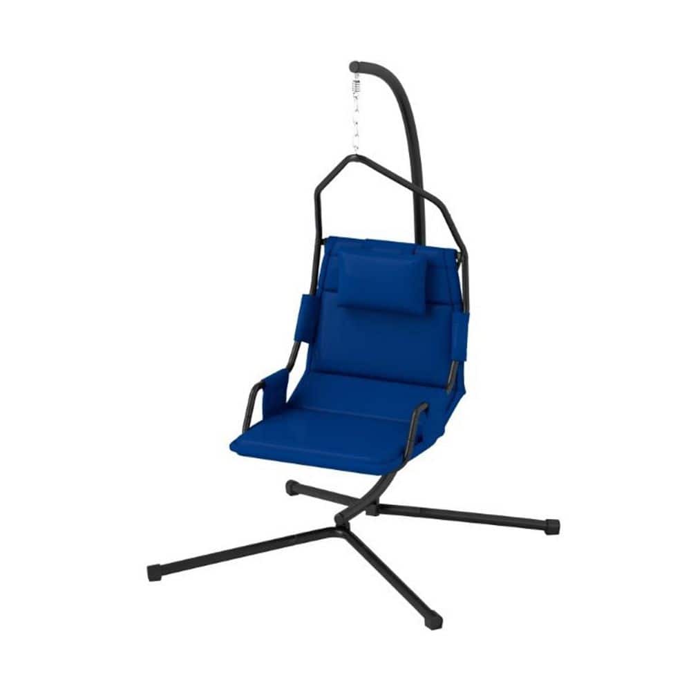 1-Person Black Steel Patio Swing with Weather-Resistant Cushion for Indoor and Outdoor Relaxation