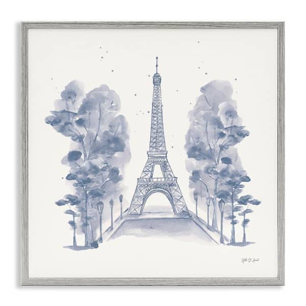 Stupell Industries Eiffel Tower Watercolor by Yvette St. Amant Gray Framed Architecture Giclee Art Print 24 in. x 24 in.