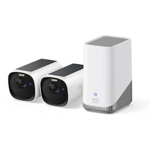 E40 Eufy Cam Kit Wireless Outdoor Smart Solar Security Camera with 2-Cameras, Home- Base S380, and No Monthly Fees