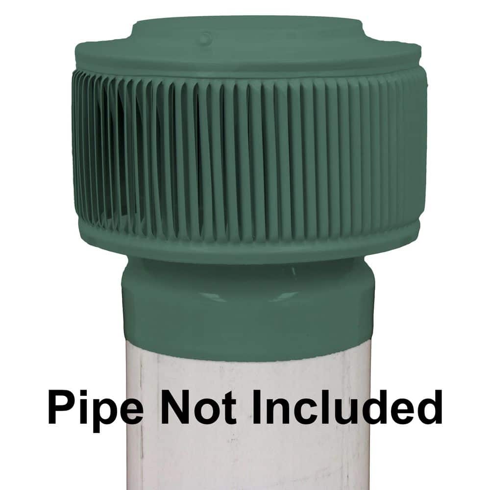 6 in. D Green Aluminum Aura PVC Vent Cap Exhaust Static Roof Vent with Adap