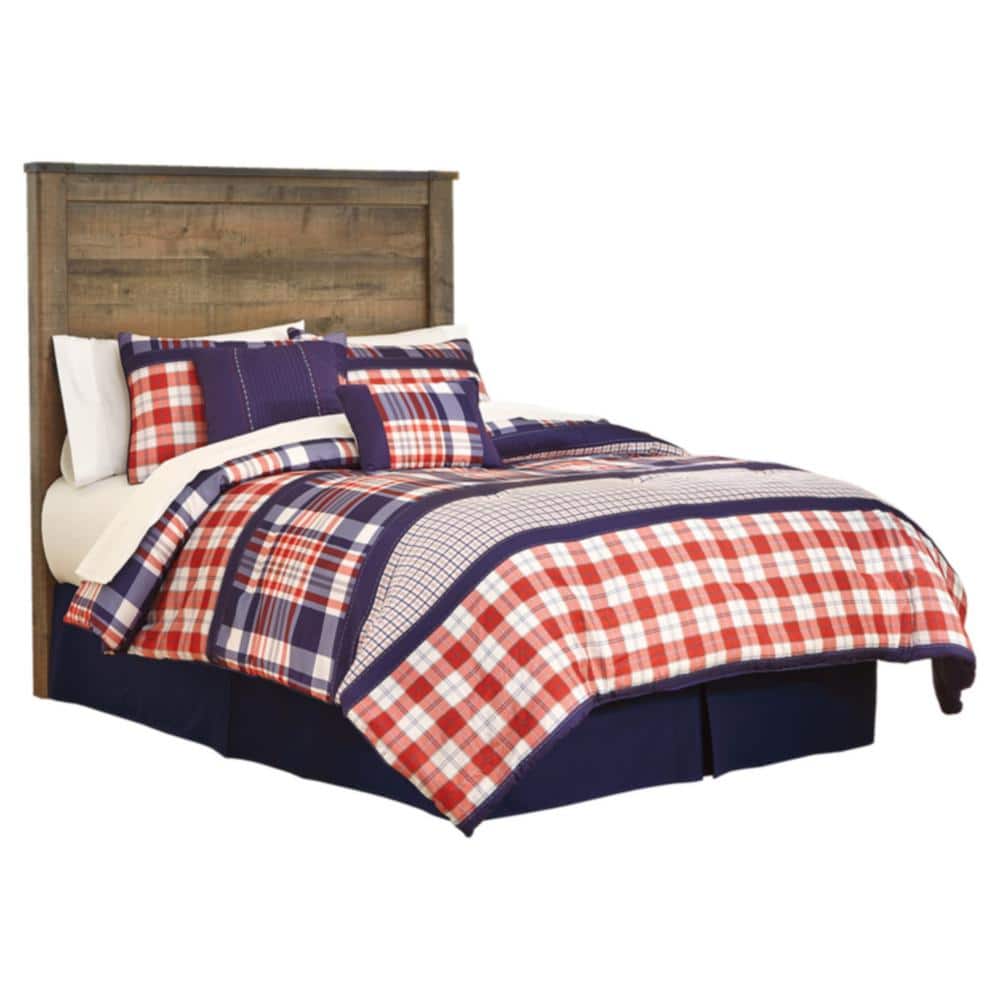Full Brown Wood Panel Bed with Storage