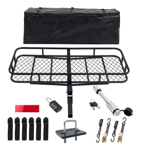 Tunearary 5 ft L x 2 ft W x 0.5 ft H Black Metal Folding Transport Basket, 550lbs Capacity