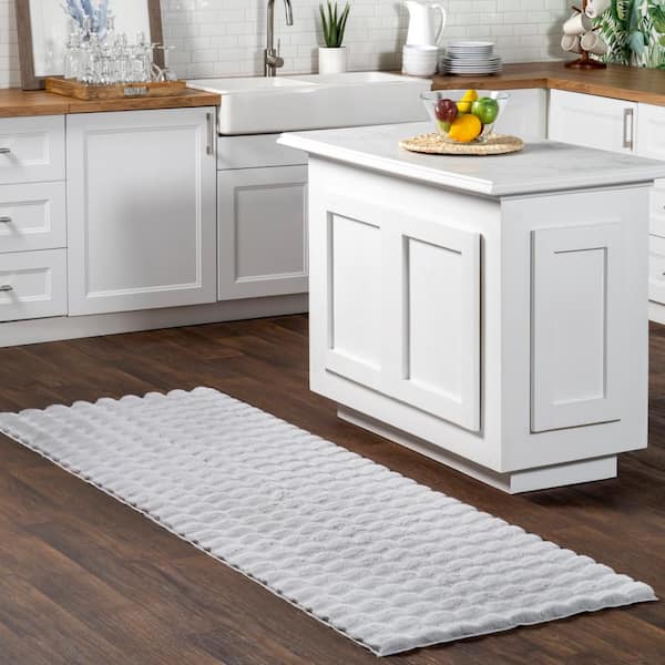 Nia Machine Washable Silver 2 ft. x 8 ft. Solid Runner Rug