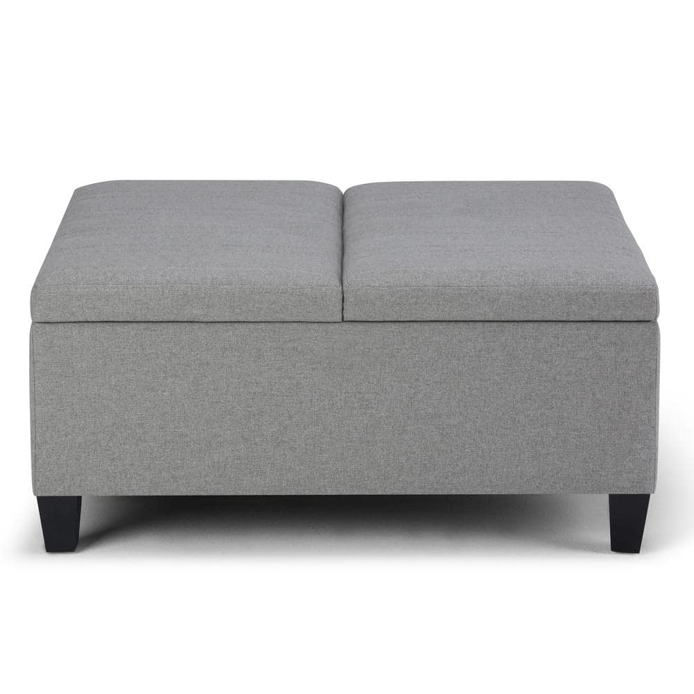 Ellis 36" Dove Grey Linen Look Fabric Coffee Table Ottoman