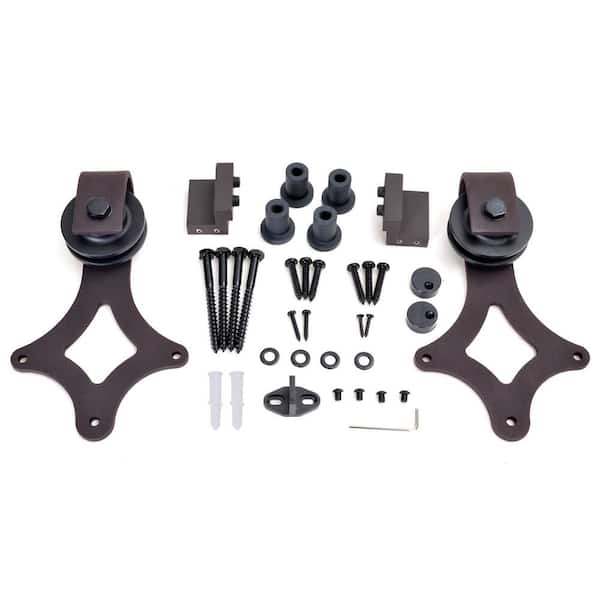 CALHOME 72 in. Antique Bronze Rustic Star Barn Style Sliding Door Track and Hardware Set