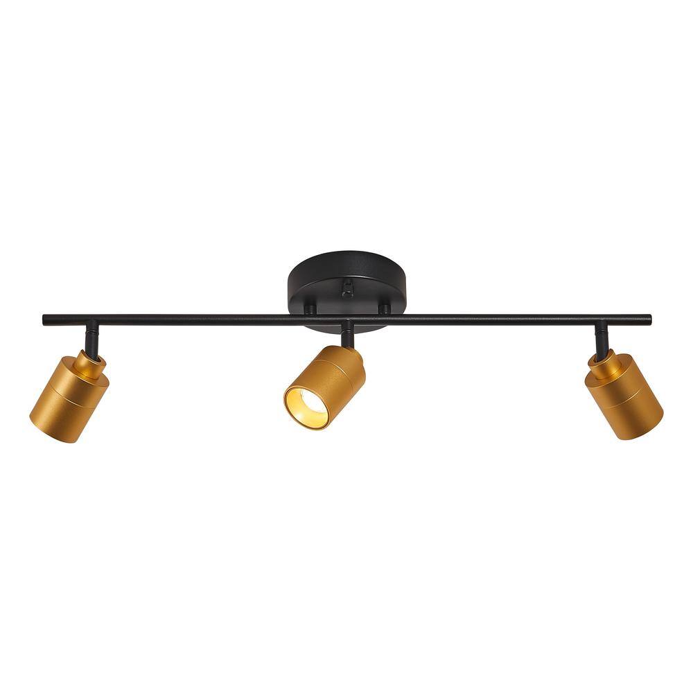 Shura 3-Head Matte Black and Gold LED Track Light