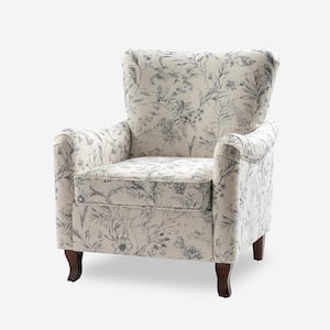 Vincent Wildflower Floral Fabric Pattern Wingback Armchair with Solid Wood Legs